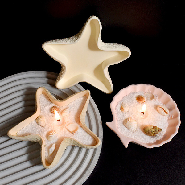 Shell Starfish Storage Box Mold Conch Candle Cup Plaster Ornaments Shell Starfish Shape Dish Silicone Mold 63 Sold 0