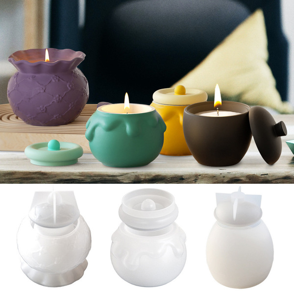 Longbo DIY Gum Dropping Resin Gypsum Embossed Pattern Cup Honey Pot Candle Cup Apple Storage Box Silicone Mold