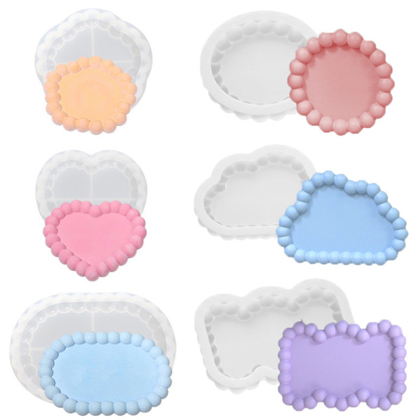 Geometric Bubble Anti-Spill Coaster Resin Silicone Mold Glue DIY Polka Dot Lace Tray Plaster Storage Tray