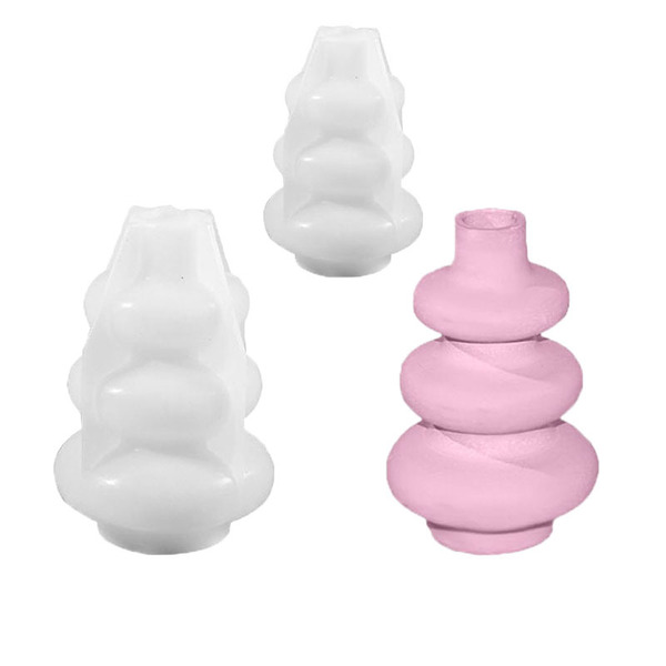 Three-layer circle vase silicone mold diy crystal drop glue home storage plaster ornaments manufacturers in stock