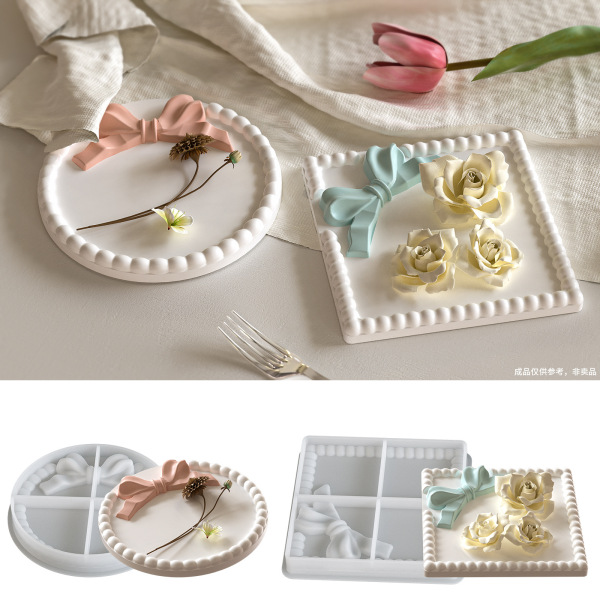 poppy diy square round bow bubble bead coaster ins style aromatherapy plaster dish silicone mold