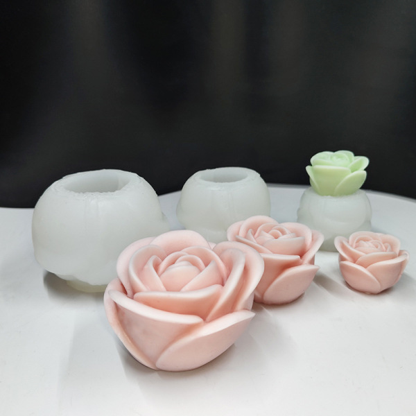DIY Rose Scented Candle Silicone Mold DIY Flower Handmade Soap Diffuser Gypsum Ice Cube Resin Mold