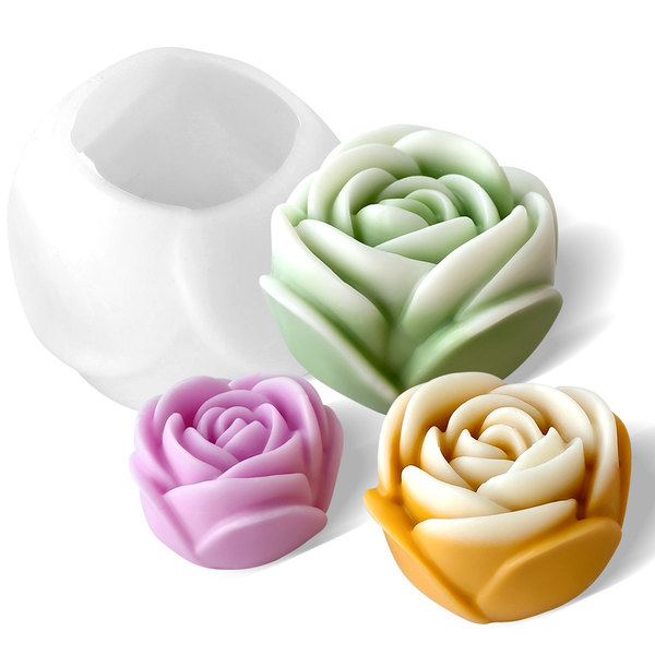 Jiahui Mei Rose Flower Aromatherapy Candle Silicone Mold Flower Handmade Soap Aromatherapy Making Diy Gypsum