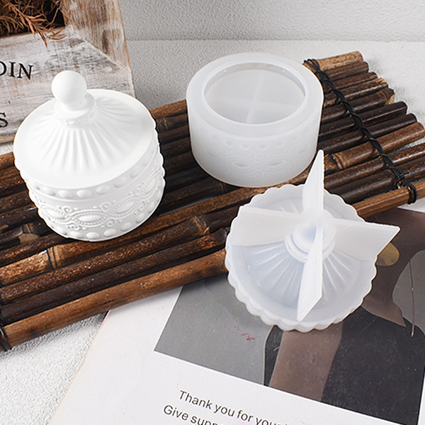 Gem Pattern Jenga Storage Box Silicone Mold DIY Gypsum Cement Carved Storage Box Glue Mold