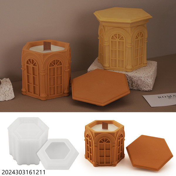 DIY Crystal Gypsum Cement Roman with Lid Aromatherapy Candle Cup Storage Jar Mirror Silicone Mold