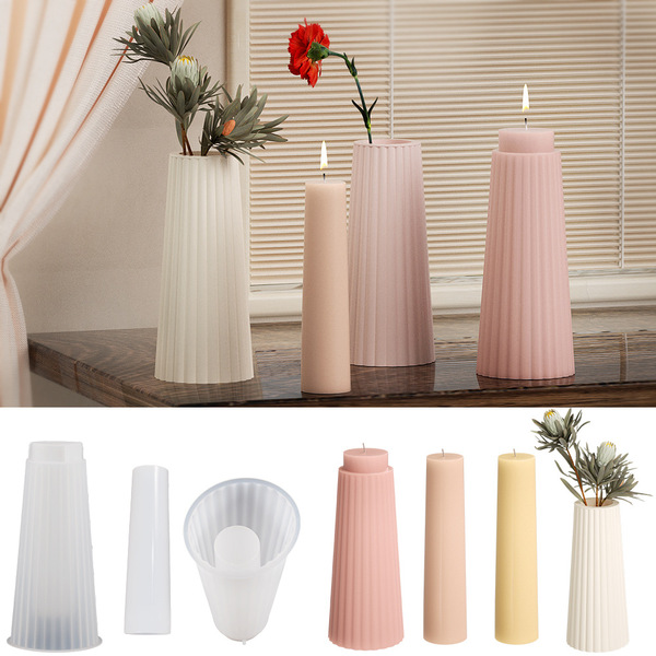 Yu Meiren DIY Crystal epoxy large striped vase cement plaster candle column flower decoration silicone moldYu Meiren DIY Crystal epoxy large striped vase cement plaster candle column flower decoration silicone mold