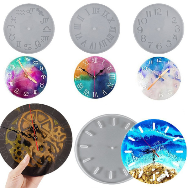 Roman Numeral Round Clock Wall Hanging Resin Silicone Mold Glue DIY Arabic Numeral Clock Pendant