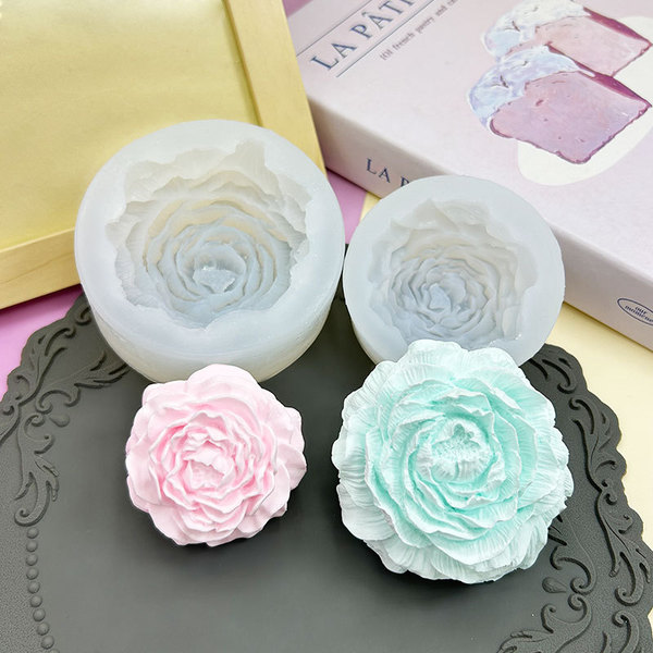 Peony Flower Shape Silicone Mold DIY Handmade Soap Aromatherapy Plaster Candle Resin Mold Chocolate Cake Decoration