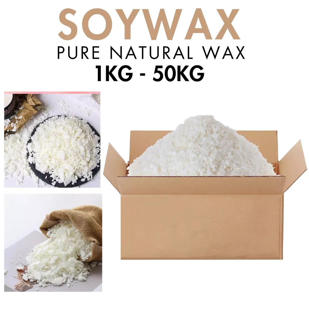 Soy Wax 100% Pure Candle Making Wax Natural Flakes Clean Burning Soya