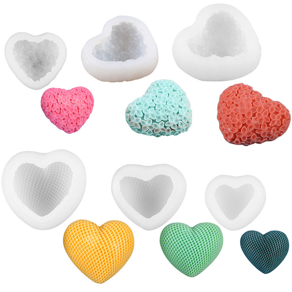 DIY love flower valentine's day modeling car aromatherapy candle mold 3D three-dimensional woven love silicone mold