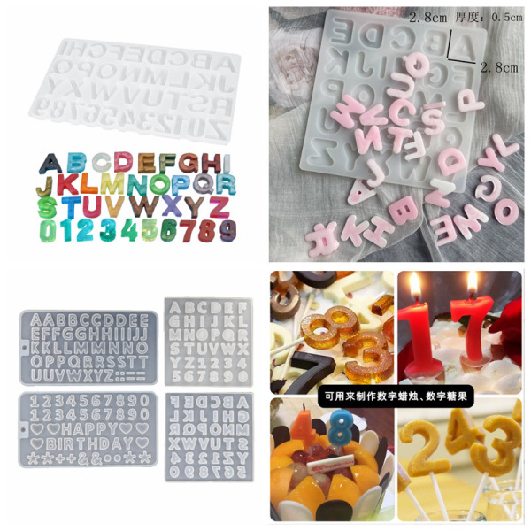 Large DIY crystal drop glue alphanumeric mold 26 English alphanumeric mold high mirror process