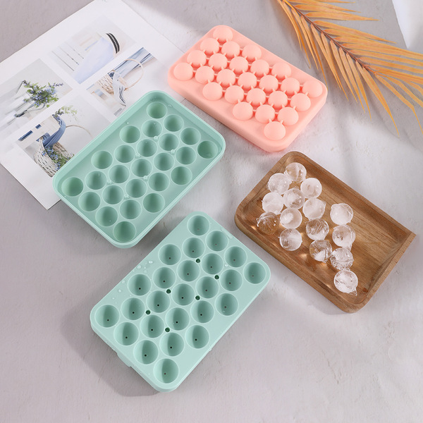 Carefully Selected 25-Compartment Silicone Round Ice Cube Mold, Fruit Ice Cube Mold, Easy-To-Remove Small Round Ice Ball Mold