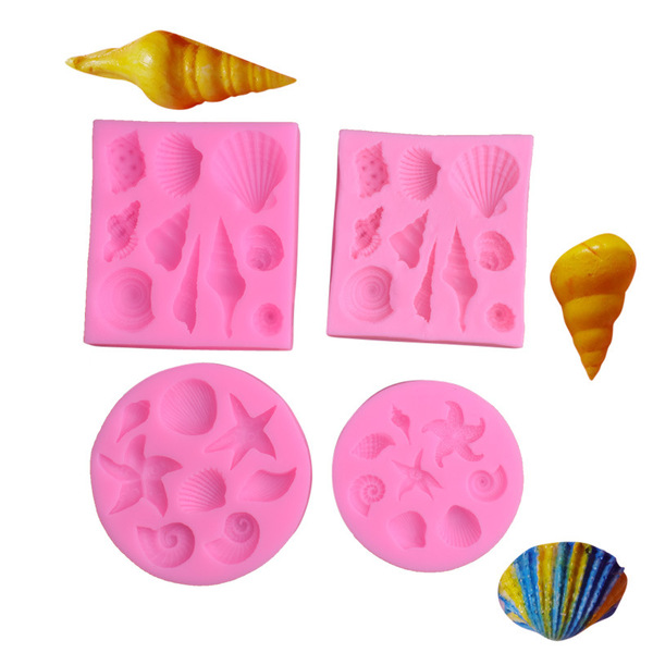 Ocean Series Flip Sugar Silicone Mold Conch Sea Star Cake Decoration Mold Shell Clay Biscuit Mold