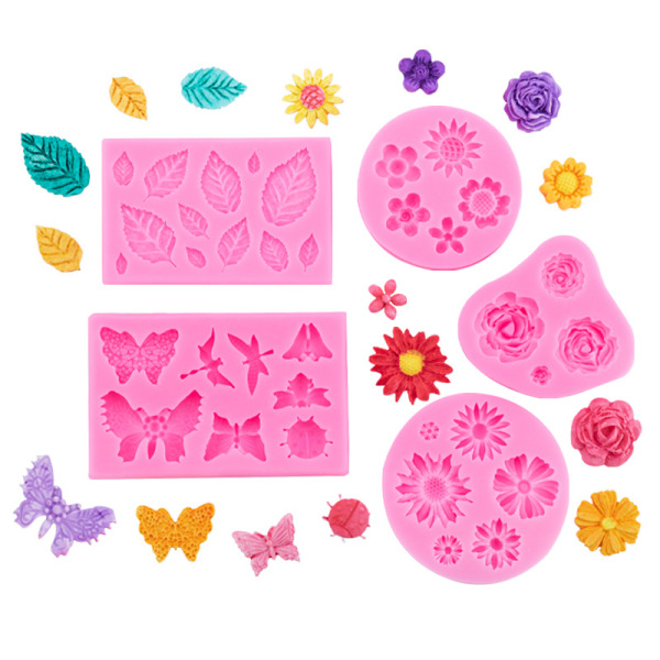 Butterfly Flower Leaf Silicone Mould Set Creative Fold Sugar Chocolate Cake Snacks Baking Decoration Accessories