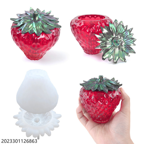 diy crystal drop glue epoxy resin strawberry storage box fruit storage jar mirror silicone mold