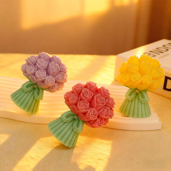 Cross-Border Amazon Exclusive New Romantic Valentine's Day Love Bow Bouquet Scented Candle Silicone Mold
