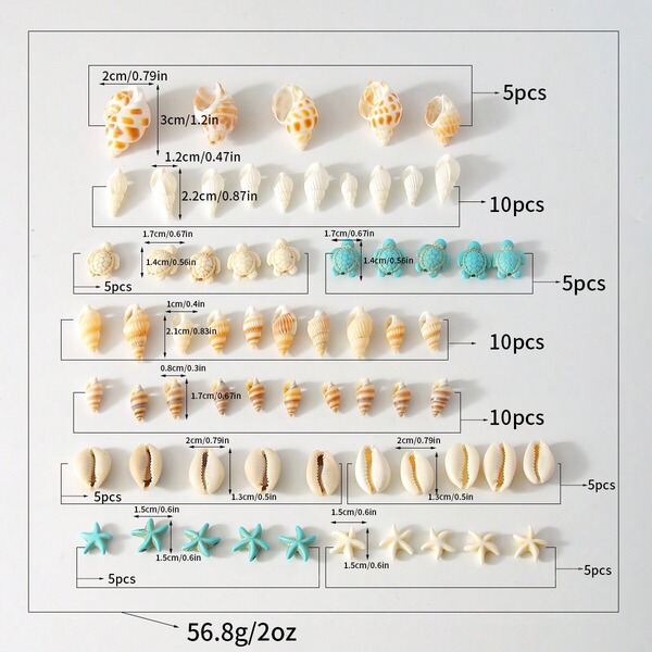 Mixed Natural Sea Shells and Mini Marine Life Charms Set for Resin Crafts
