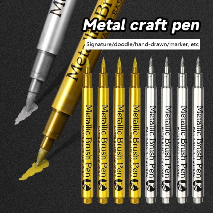 Premium Metallic Brush Pen Set for Calligraphy & DIY Crafts (Gold & Silver)