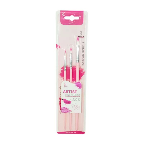 Premium 3-Piece Synthetic Nylon Round Artist Brush Set for Detailing