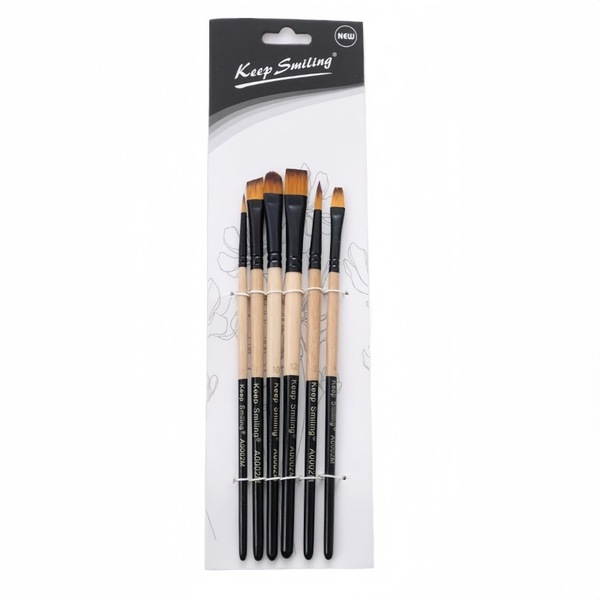 Keep Smiling 6-Piece Premium Artist Paint Brush Set for Painting