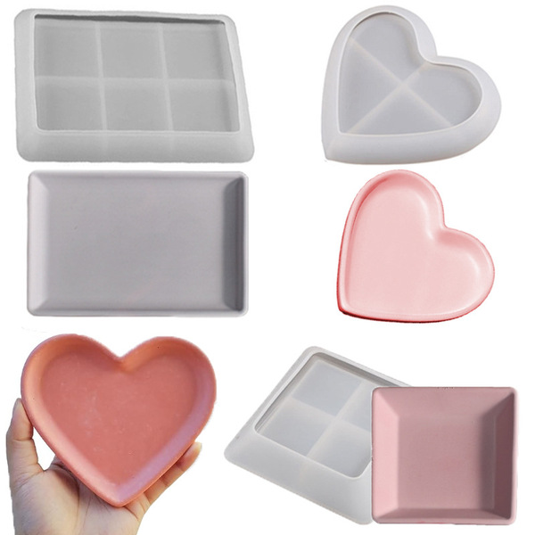 DIY Silicone Trinket Tray Mold Set (Heart, Square & Rectangle Storage Plate Molds