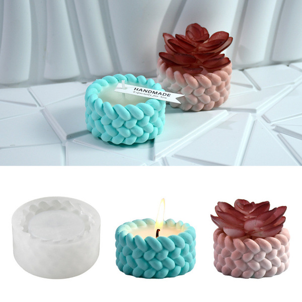 Twisted Rope Style Candle Holder Silicone Mold for Concrete and Resin - 6cm
