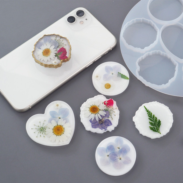 Phone Grip and Holder Silicone Resin Mold Set with Dried Flower Designs