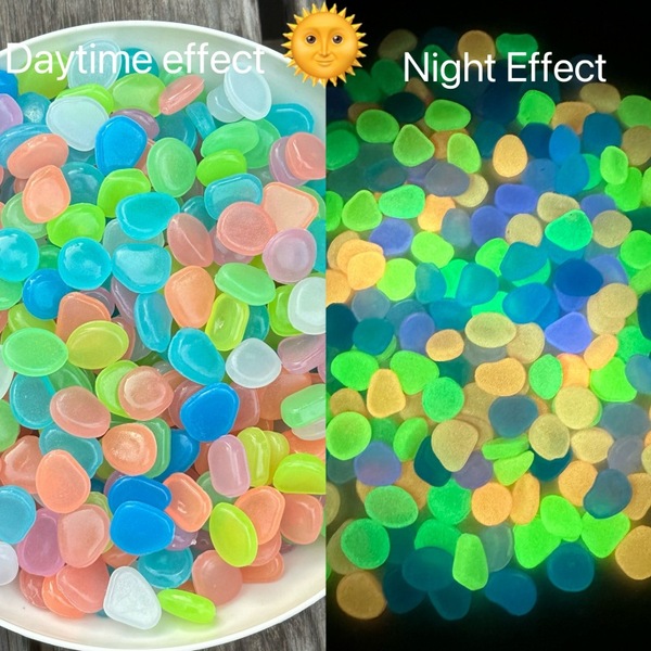 Glow in the Dark Pebbles Luminous Stones for Garden Walkway, Aquarium & Resin Crafts