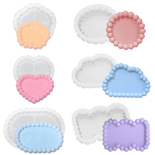 Geometric Bubble Anti-Spill Coaster Resin Silicone Mold Glue DIY Polka Dot Lace Tray Plaster Storage Tray