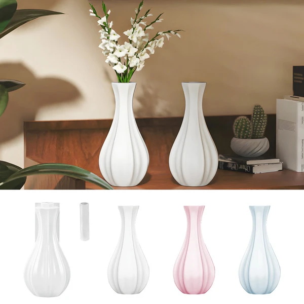 DIY Geometric Faceted Vase with a Narrow Neck and Flower Ring Maker Set, Vase Ornament Making Resin Mold