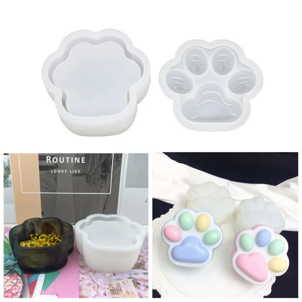 Fat Ya Ya Ya diy Frosted Cat Claw Storage Box Dripping Glue Mold Table Jewelry Storage Box Silicone Mold Amazon