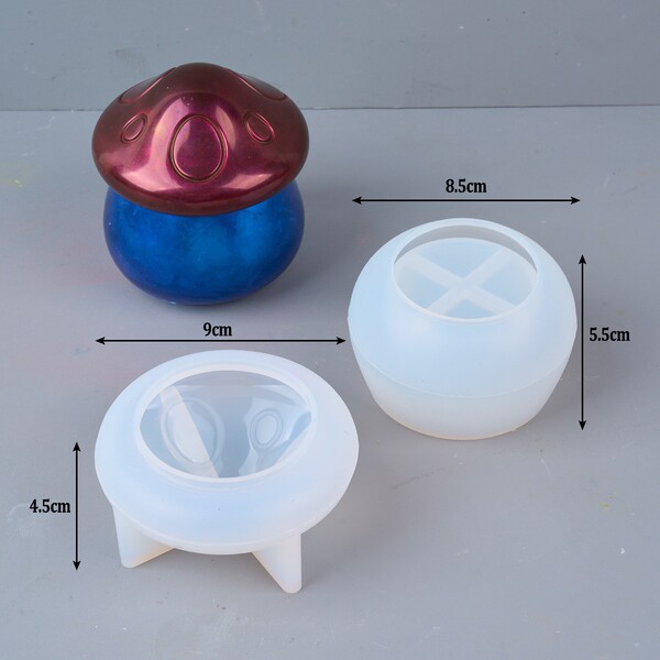 Halloween Mushroom Storage Box Resin Silicone Mold Glue DIY Mushroom House Candle Cup Flower Pot Plaster Ornaments