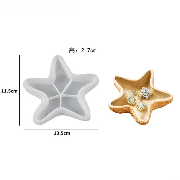 Shell Starfish Storage Box Mold Conch Candle Cup Plaster Ornaments Shell Starfish Shape Dish Silicone Mold 63 Sold 0