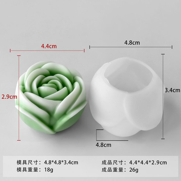 Jiahui Mei Rose Flower Aromatherapy Candle Silicone Mold Flower Handmade Soap Aromatherapy Making Diy Gypsum