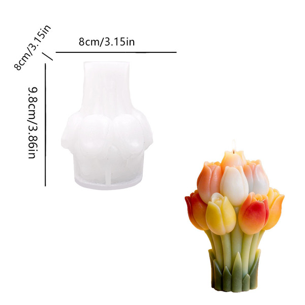 Tulip Bouquet Silicone Mold DIY Aromatherapy Candle Plaster Ornament Decoration Mousse Cake Baking Mold