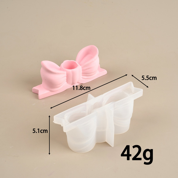 Gypsum Bow Candlestick Cross-border Ins Style Dining Table Creative Ornaments White Pink Long Rod Aromatherapy Candlestick