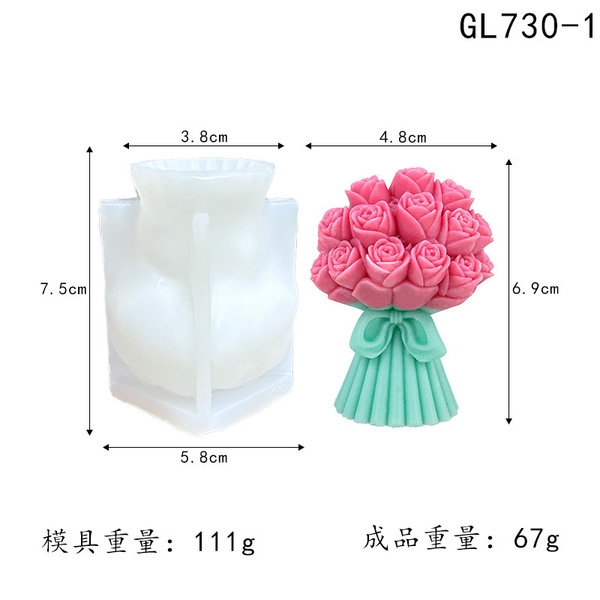 Cross-Border Amazon Exclusive New Romantic Valentine's Day Love Bow Bouquet Scented Candle Silicone Mold