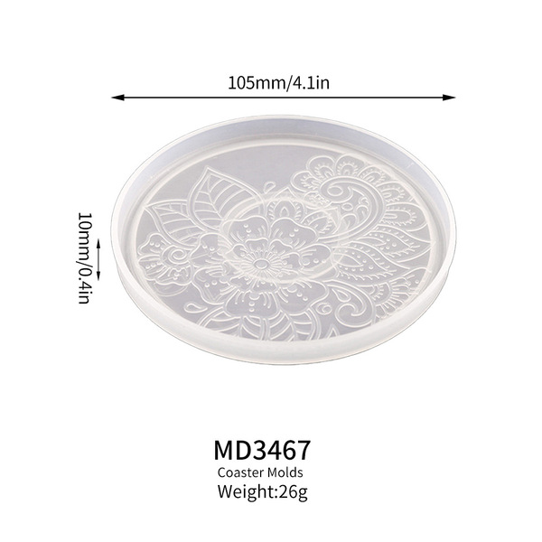 Mandala Floral Round Coaster Silicone Mold for Epoxy Resin Crafts