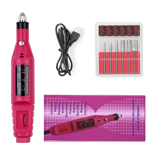 Professional Electric Nail Drill Machine Set with 6 Drill Bits & Sanding Bands