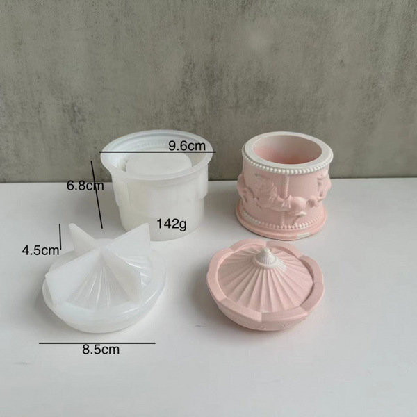 Carousel Merry-Go-Round Candle Vessel & Jewelry Storage Box Silicone Mold