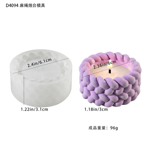Twisted Rope Style Candle Holder Silicone Mold for Concrete and Resin - 6cm